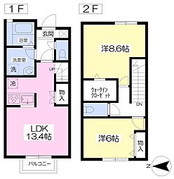メゾンドブラン 1階2LDKの間取り