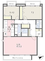 コート松庵 2LDKの間取図画像