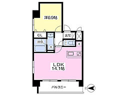 赤いマンション北大前 1LDKの間取図画像