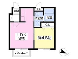 ブランノワール苗穂 1LDKの間取図画像