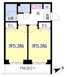 Ｄｏｒｍ淡路 1階2Kの間取り