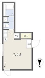 ウエストミンスター御所西 1階ワンルームの間取り