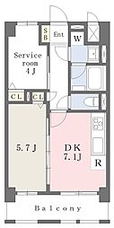 アールズコート御所南 1SDKの間取図画像