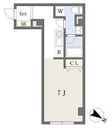 JR武蔵野線 東松戸駅 徒歩7分の賃貸マンション 2階ワンルームの間取り