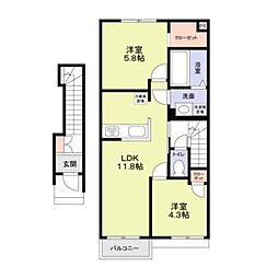 （仮称）足立区六木3丁目計画 2階2LDKの間取り