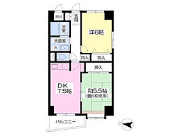 ファミール　ｙｏｕ 2階2DKの間取り