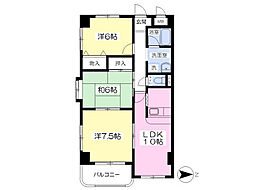 カーサストーン 8階3LDKの間取り