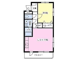 サンセール 1LDKの間取図画像