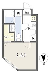 grandir六町 1Kの間取図画像