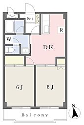 ドミール北綾瀬 2DKの間取図画像