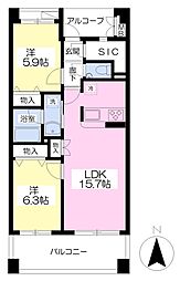 ベルフォート西新井 2LDKの間取図画像