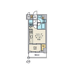 クレストコート北千住レジデンス 1LDKの間取図画像
