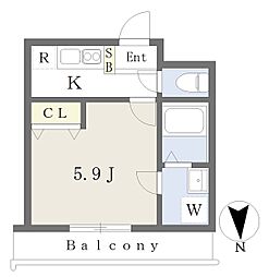 グランシャレー綾瀬駅前 1Kの間取図画像
