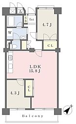 北千住パーク・ファミリア 2LDKの間取図画像
