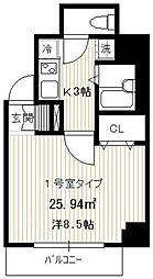 PALAZZO秀亜 1Kの間取図画像