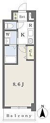 リリーオブザヴァリー 1Kの間取図画像