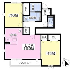 プレーリーA 2LDKの間取図画像