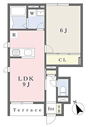エーゼルハイム 1LDKの間取図画像