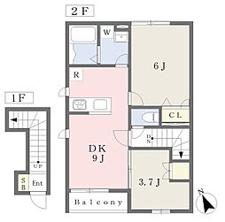 エーゼルハイム 2DKの間取図画像