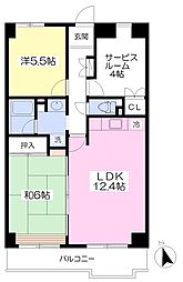 サザンヒルズいずみ野 2SLDKの間取図画像