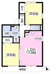 サニーハウス入内嶋 2LDKの間取図画像