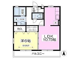 クオーレ立場A棟 1LDKの間取図画像