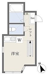 横浜市営地下鉄ブルーライン 三ツ沢下町駅 徒歩12分の賃貸アパート 1階ワンルームの間取り