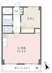 ハナビル 3階1LDKの間取り