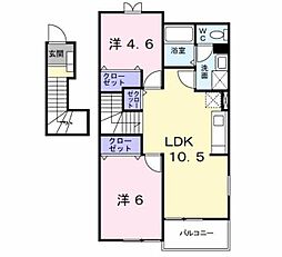 メイユール北泉Ａ 2階2LDKの間取り