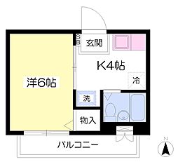 パインツリー 1Kの間取図画像