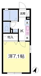 カーサ・ウィステリア 1Kの間取図画像