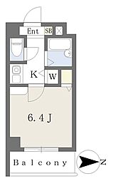 阪急神戸本線 岡本駅 徒歩8分の賃貸マンション 2階1Kの間取り