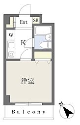 エレガント甲子園 5階1Kの間取り