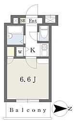 阪急神戸本線 岡本駅 徒歩8分の賃貸マンション 5階1Kの間取り