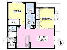 EL・SERENO西宮広田 2LDKの間取図画像