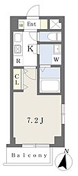 トレフル立花 1Kの間取図画像