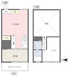 フランプ 5階1DKの間取り