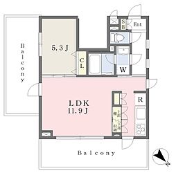 ＪＢレジデンス早稲田鶴巻町 5階1LDKの間取り