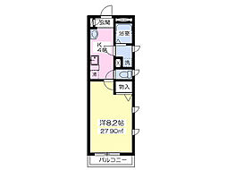 StudioA1 1Kの間取図画像