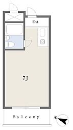 朝日九段マンション ワンルームの間取図画像