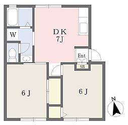 シャルマンＡＩ 1階2DKの間取り