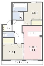 シャトルプリモディーネ 2LDKの間取図画像