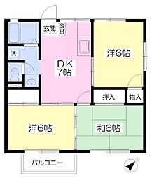 APかいど 3DKの間取図画像