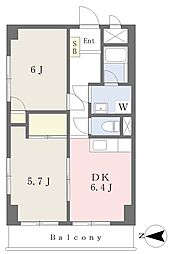 グランドール上大岡 2DKの間取図画像