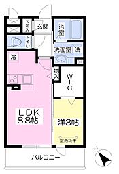 クライスヴィラ港南台 1LDKの間取図画像