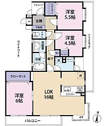 コープ野村港南台 3LDKの間取図画像