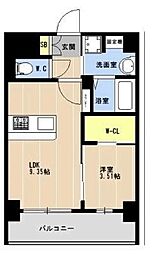 沖縄都市モノレール 県庁前駅 徒歩7分の賃貸マンション 7階1LDKの間取り
