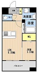 沖縄都市モノレール 美栄橋駅 徒歩9分の賃貸マンション 7階1LDKの間取り