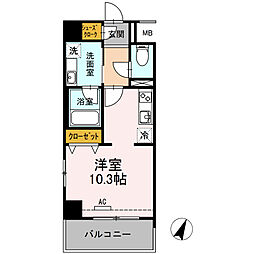 沖縄都市モノレール 美栄橋駅 徒歩10分の賃貸マンション 5階1Kの間取り