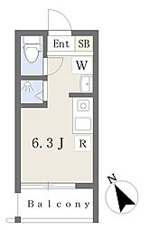 シティテラス松島 2階ワンルームの間取り